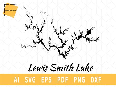 Lewis Smith Lake Alabama Map Vector File Instant Download - Etsy