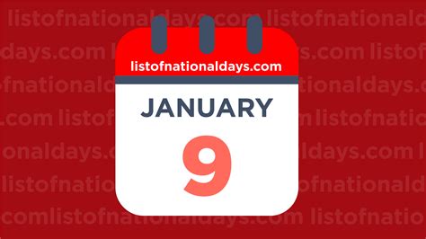 JANUARY 9TH: National Holidays,Observances & Famous Birthdays