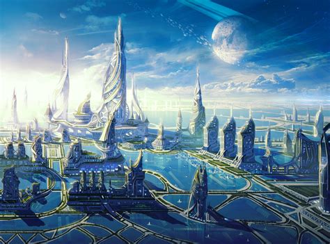 Futuristic Sci-Fi Cityscape HD Wallpaper by Doug Batista