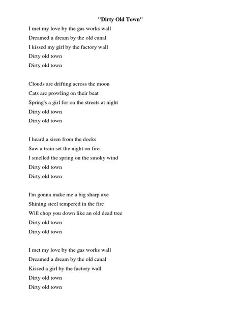 Dirty Old Town Lyrics | PDF