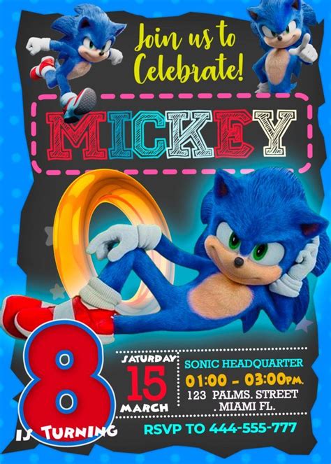 Sonic The Hedgehog Birthday Party Invitation with a free backside ...