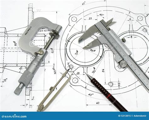 Engineering Tools On Technical Drawing Stock Photography ...