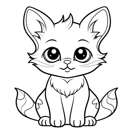 Cute cartoon cat. Coloring book page for children, isolated object ...