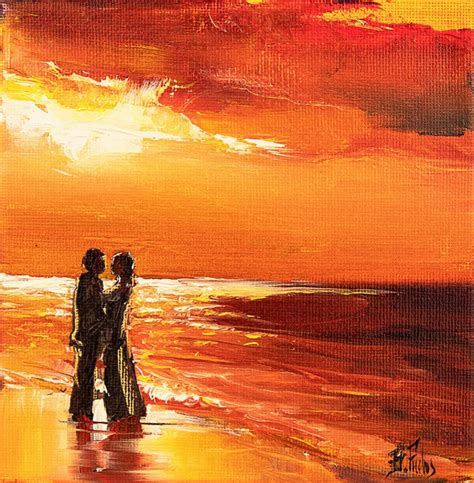 Couple Romantic Beach Oil Painting Original Canvas Sea Sunset - Etsy