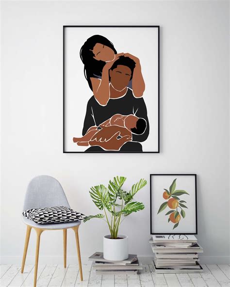 Black Family Wall Art INSTANT DOWNLOAD Husband, Wife and Child Wall Art ...