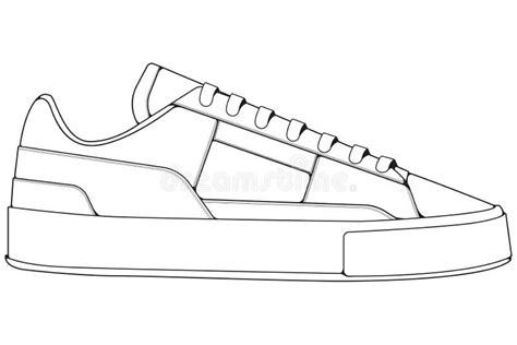 Shoes Sneaker Outline Drawing Vector, Sneakers Drawn in a Sketch Style ...