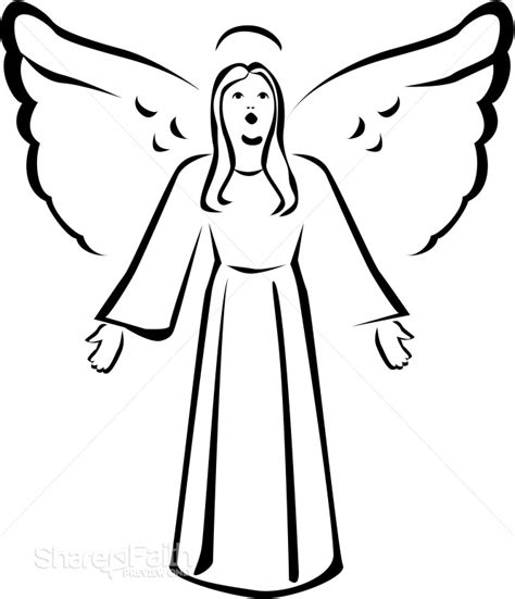 Black and White Singing Angel Clipart | Angel Clipart