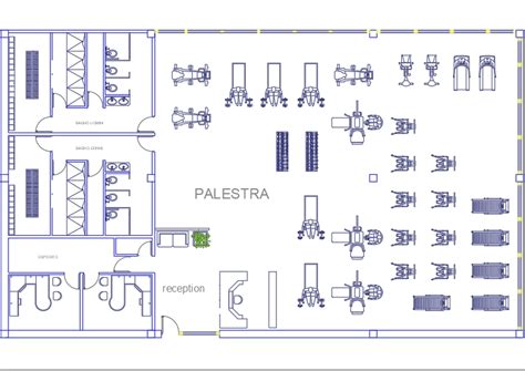 Gym plan in AutoCAD | Download CAD free (218.15 KB) | Bibliocad