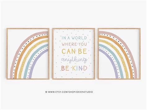 Rainbow Poster, in a World Where You Can Be Anything Be Kind, Rainbow ...