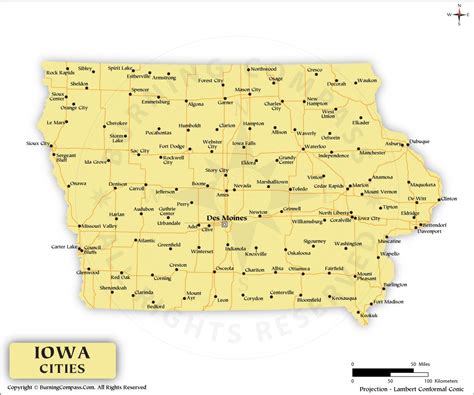 Iowa Map Of Towns - Show Me The United States Of America Map