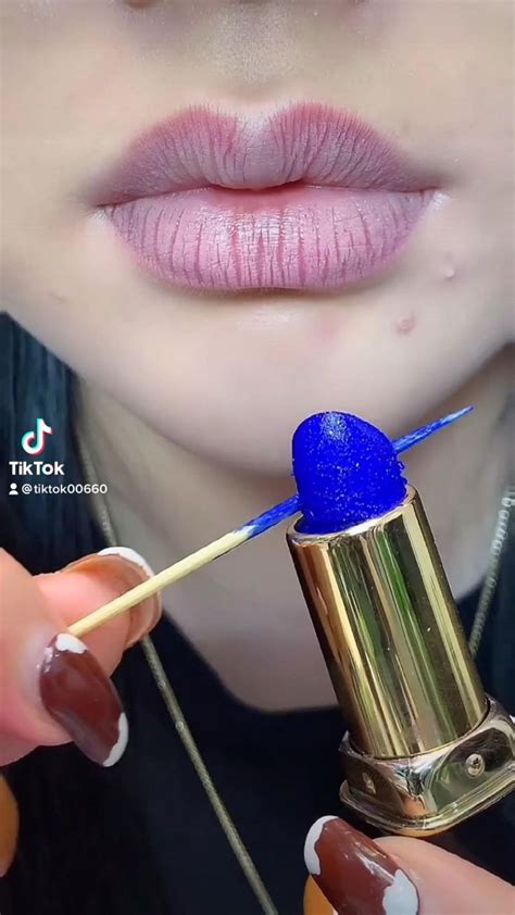 Blue lipstick makeup fashion | Lipstick, Diy lip balm, Lipstick hacks