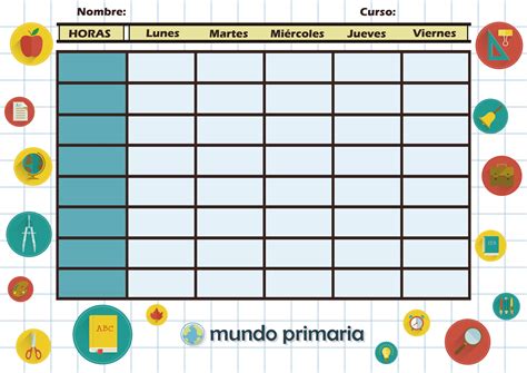 Imprimir gratis plantilla horarios escolares | Horario para niños ...