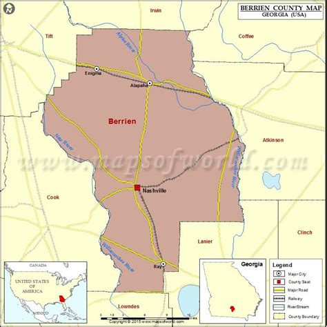 Berrien County Map, GA for free download. Printable map of Berrien ...