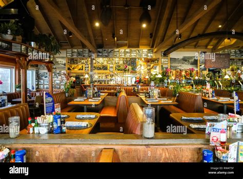 Interior of the Paradise Cove Beach Cafe restaurant in Malibu ...