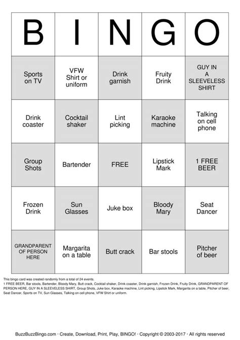 Bar bingo Bingo Cards to Download, Print and Customize!