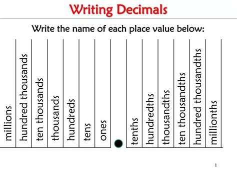 PPT - Writing Decimals PowerPoint Presentation, free download - ID:6802967