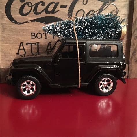 Christmas Jeep Wrangler with Tree Ornament