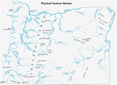 State of Oregon: Blue Book - Oregon Almanac: Oregon Physical Features Map