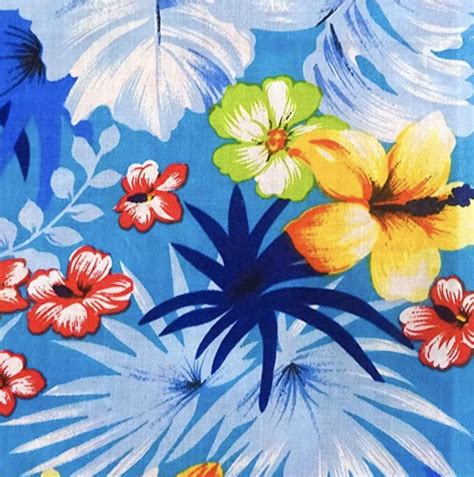 Hawaiian Floral Print Poly Cotton Fabric by the 5, 10, 15 and 20 Yard ...