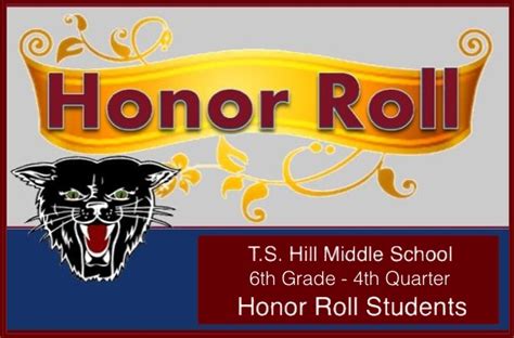 T.S. Hill Middle School 6th Grade Honor Roll