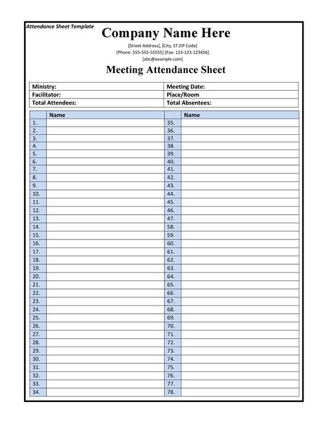 43 Free Printable Attendance Sheet Templates - TemplateLab