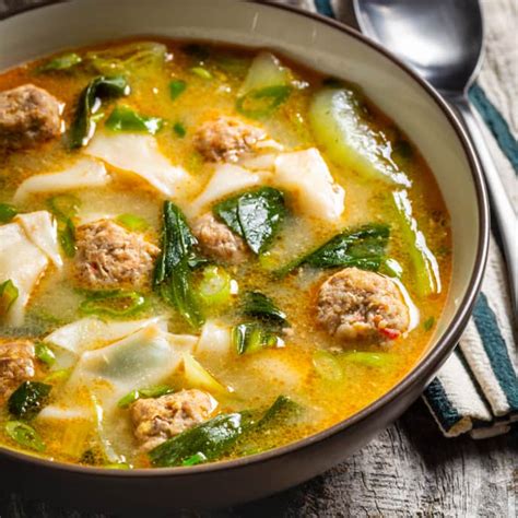 Pork Meatball Soup with Wonton Noodles and Baby Bok Choy | Cook's ...