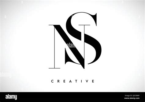 NS Artistic Letter Logo Design with Creative Serif Font in Black and ...