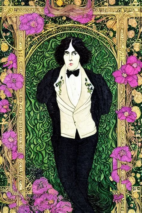 realistic portrait of oscar wilde in the center of an | Stable ...