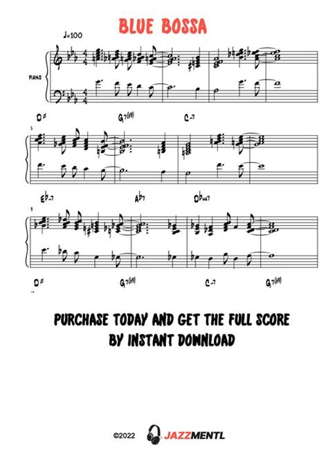 Blue Bossa PDF Piano Sheet Music