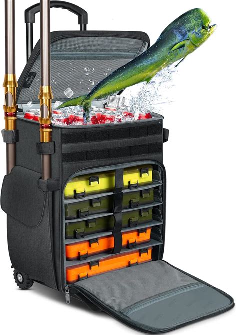 Buy Rolling Tackle Box with Cooler, MATEIN Large Fishing Bag with ...