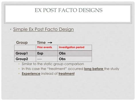 PPT - Experimental and Ex Post Facto Designs PowerPoint Presentation ...