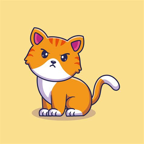 Cute angry cat sitting cartoon vector icon illustration 9366450 Vector ...