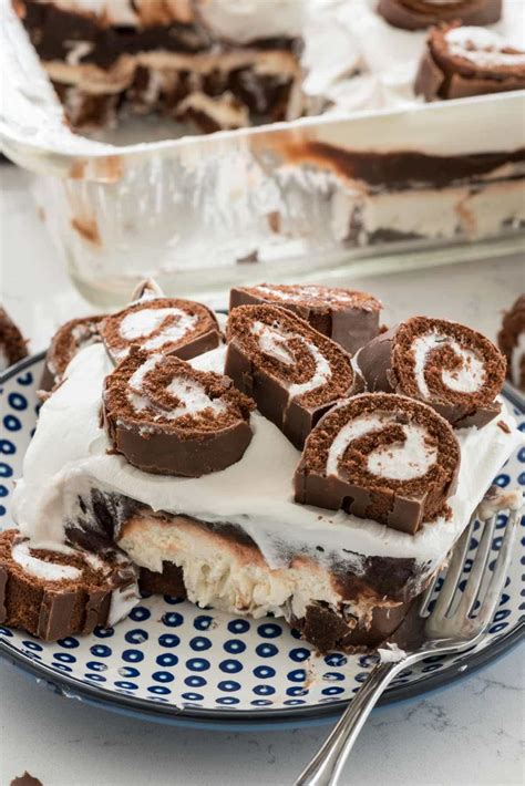 Swiss Roll Layered No Bake Dessert - Crazy for Crust