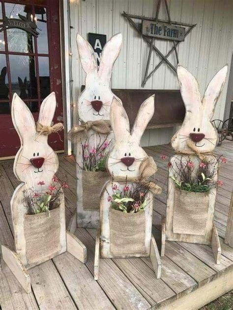 100 Best DIY Easter Front Porch Decorations | Lapin de pâques en bois ...