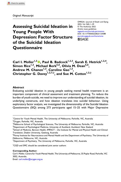 (PDF) Assessing Suicidal Ideation in Young People With Depression ...