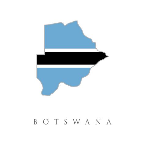 Map and flag of Botswana. Map outline and flag of Botswana, a light ...