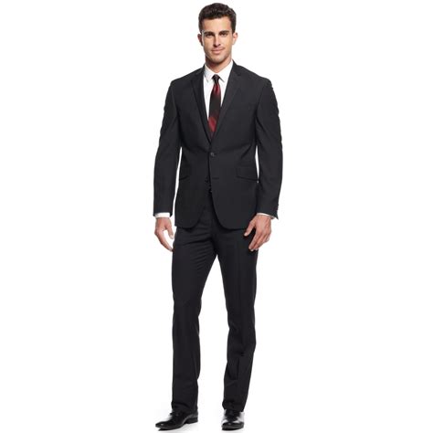 Kenneth Cole Reaction Charcoal Tic Slim-Fit Suit in Gray for Men ...