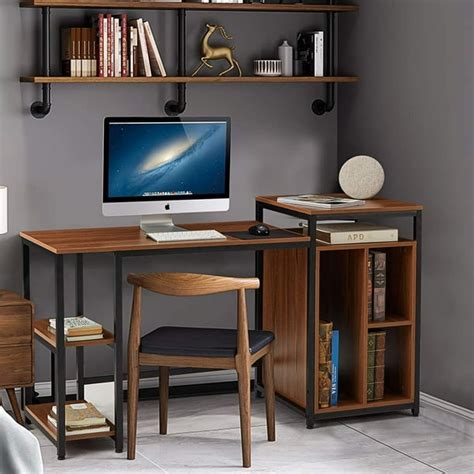 Erommy Computer Desk with Storage Bookshelves,47 inch Writing Desk,PC ...