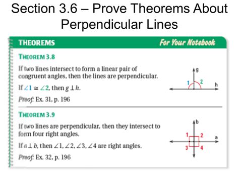 Section 3.6 – Prove Theorems About Perpendicular Lines