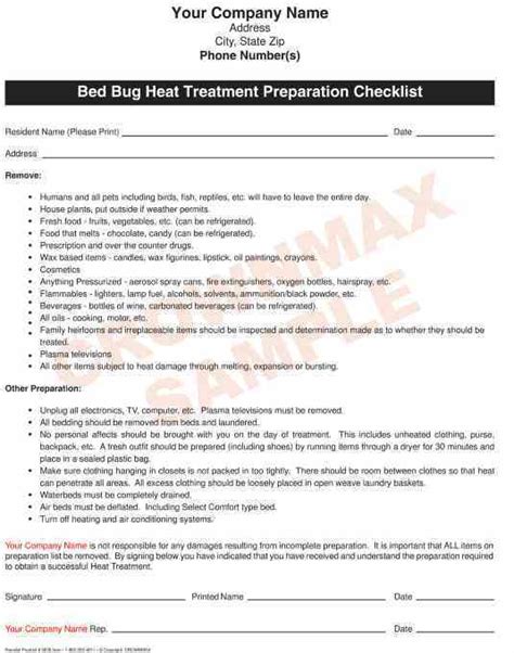 2676 – Bed Bug Heat Treatment Preparation Checklist - Crownmax.com