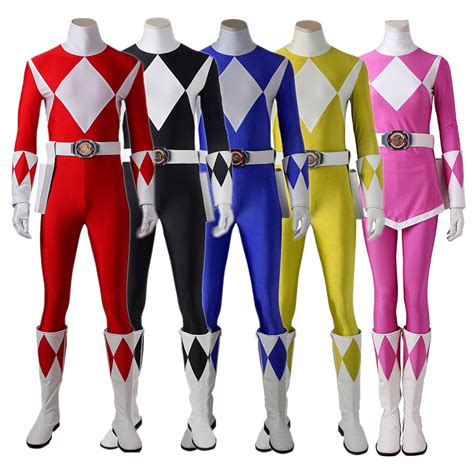 Power Rangers Costume Mighty Morphin Cosplay Suits Deluxe Version ...