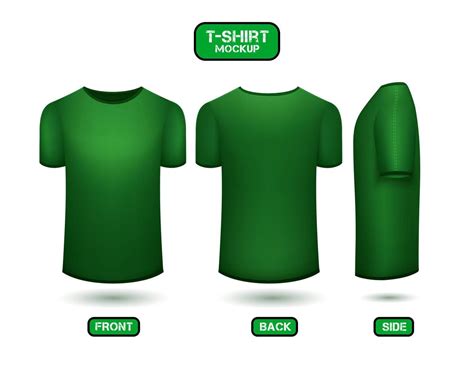 plain green t-shirt design, with front, back and side views, 3d style t ...