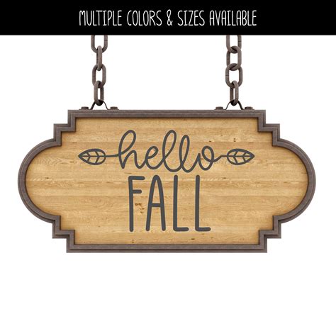 Hello Fall with Leaves Vinyl Decal Hello Fall with Leaves | Etsy