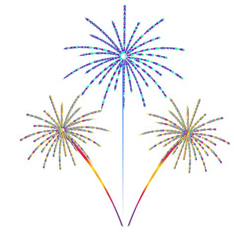 three exploding fireworks with sparks isolated on a transparent ...