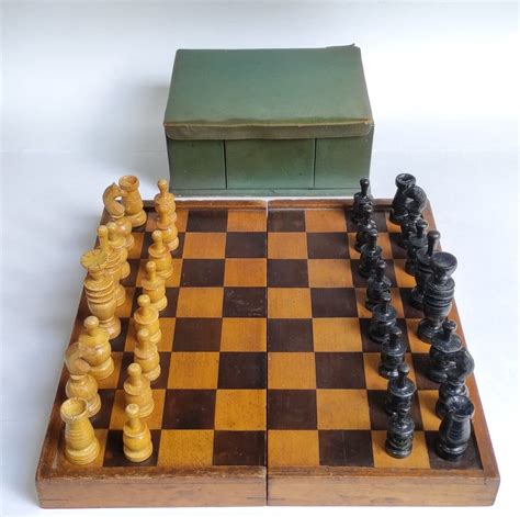 Antique Chess Set Chess Board, Figures and Box - Etsy