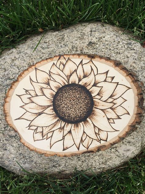 #Sunflower #pyrography #wood #boho #bohemian #decor #diy | Wood burning ...