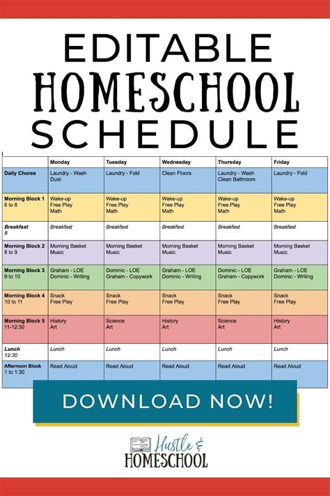 Homeschool Daily Schedule Printable Form