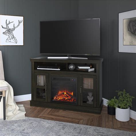 Ameriwood Home Tinley Park Corner TV Stand with Fireplace up to 54" in ...