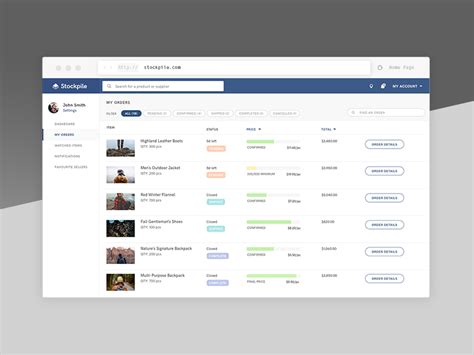 Stockpile - Order History UI by Crystal on Dribbble