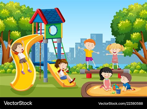 Kids playing on playground Royalty Free Vector Image